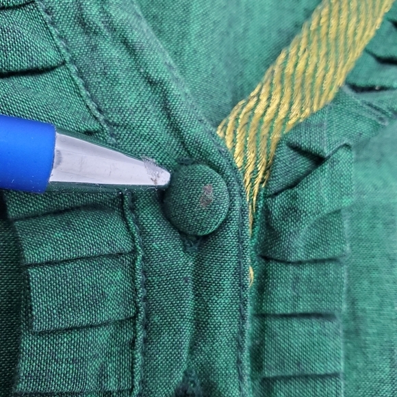 Fabindia Green and Gold Long Sleeve Blouse- Women- Size XS - Picture 5 of 13